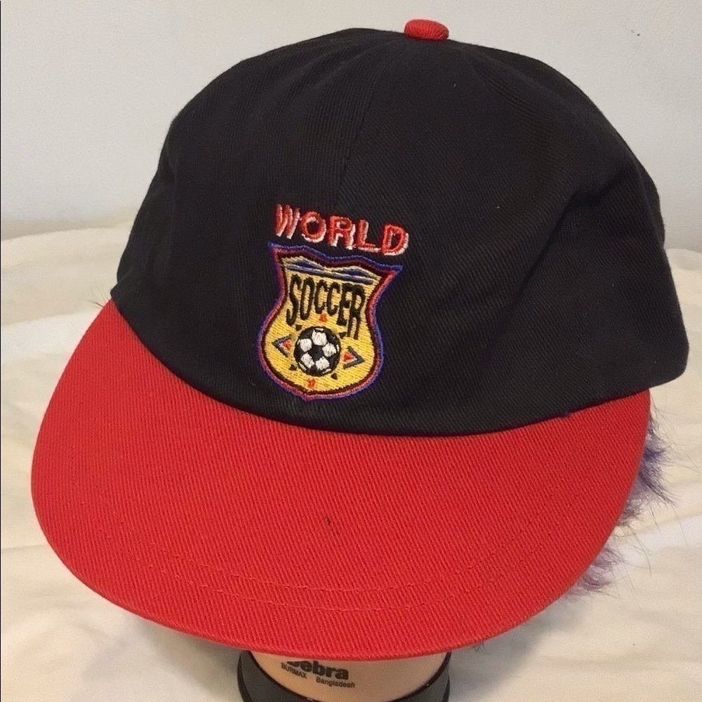 VINTAGE World Cup Soccer Germany Black/Red Adjustable Adult Hat Cap Football New